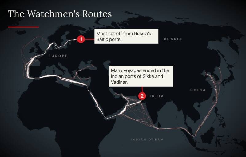 Shadow fleet tankers carrying Russian oil staffed with covert surveillance personnel